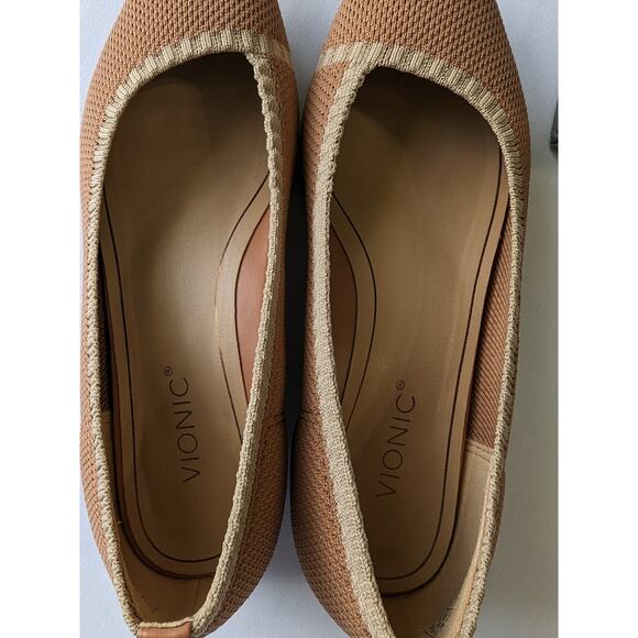 Vionic Dahlia Ballet Skimmer Flat Toasted Nut Knit Shoes Size 6 Pointy Toe - Picture 8 of 10